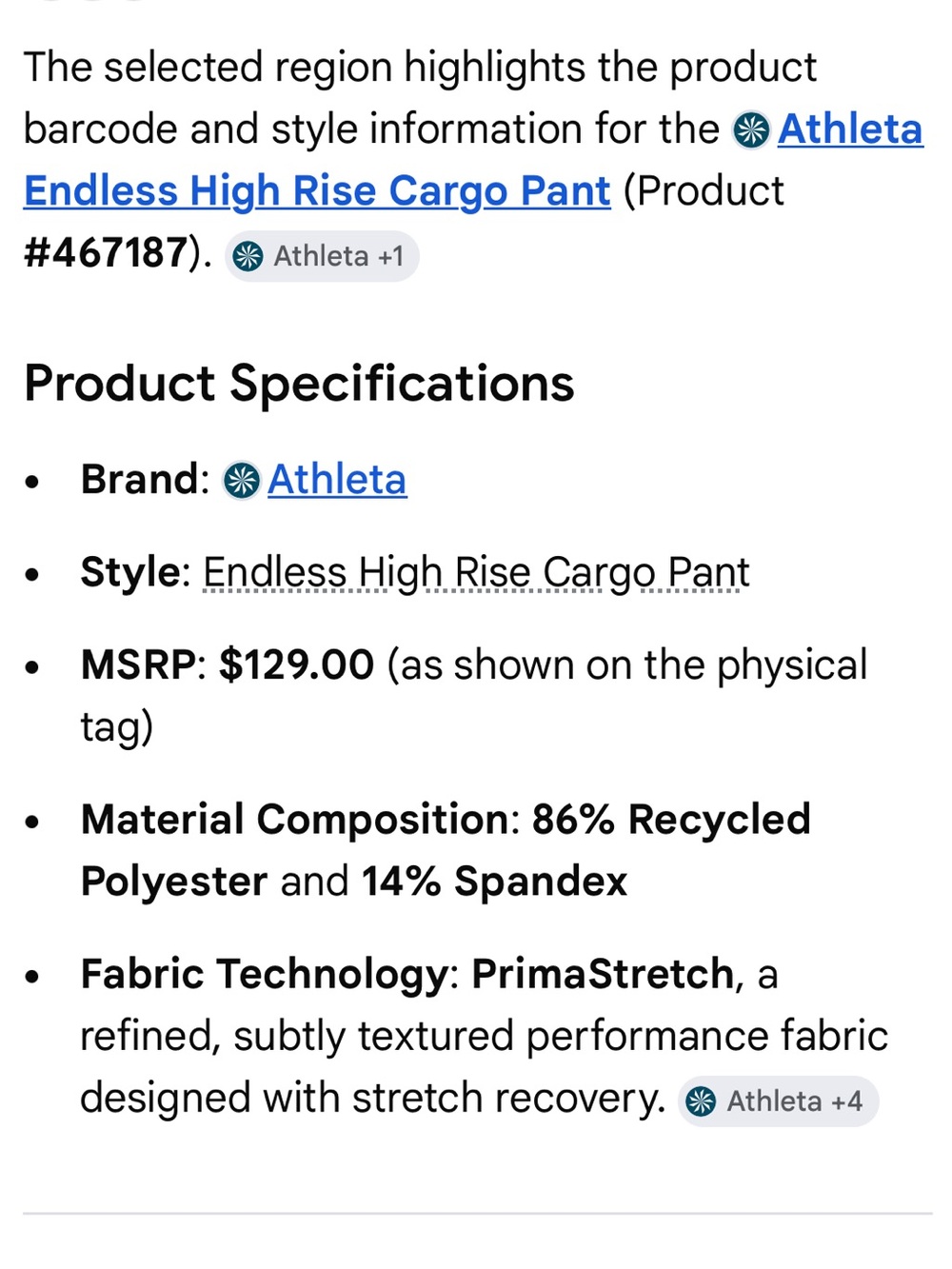 Athleta NEW WITH TAGS Endless Cargo Pant Grey Womens 12 Activewear Athleisure - Picture 12 of 14